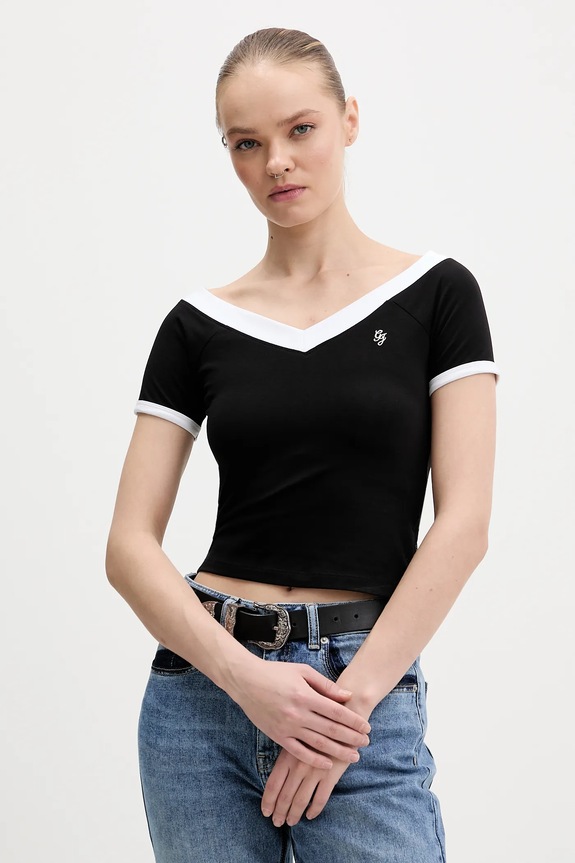 Tričko Guess Jeans slim černá W6RP51.J1314