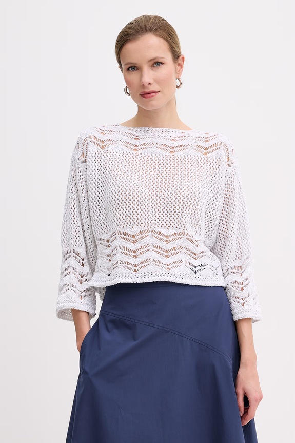 Marella sveter dámsky s bavlnou Emme by Marella biela 2615361032200