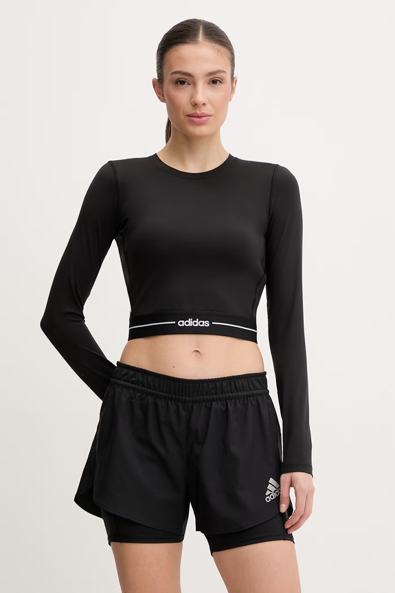 Majica dugih rukava za trening adidas Performance bez uzorka crna KR2783
