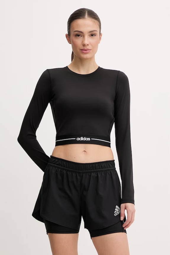 Majica dugih rukava za trening adidas Performance bez uzorka crna KR2783