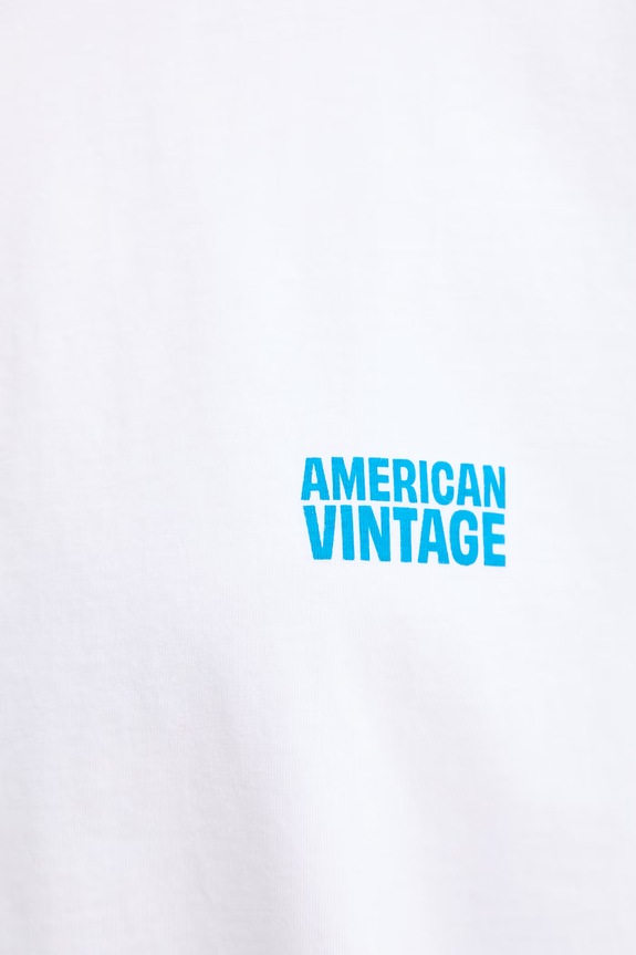 American Vintage longsleeve din bumbac GIX02C alb