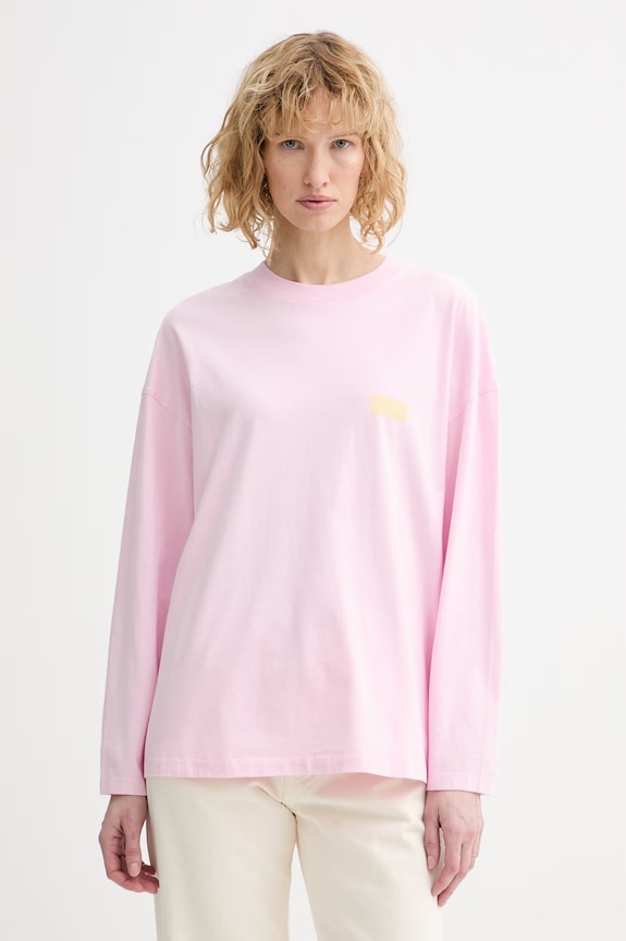 American Vintage longsleeve din bumbac print roz GIX02C