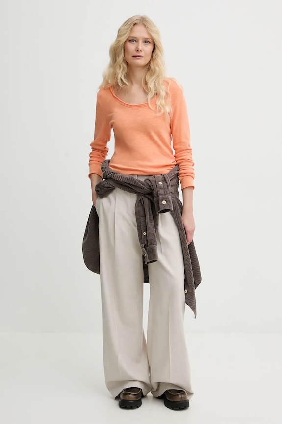 Bavlněné tričko s dlouhým rukávem American Vintage SON02HG oranžová SS26