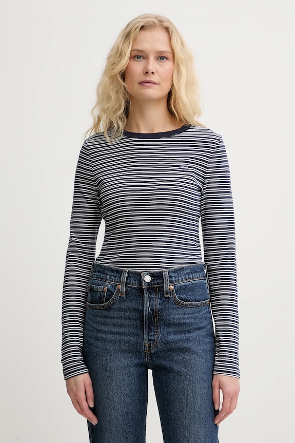 Levi's longsleeve din bumbac ESSENTIAL HM curele bleumarin 000KL.0020