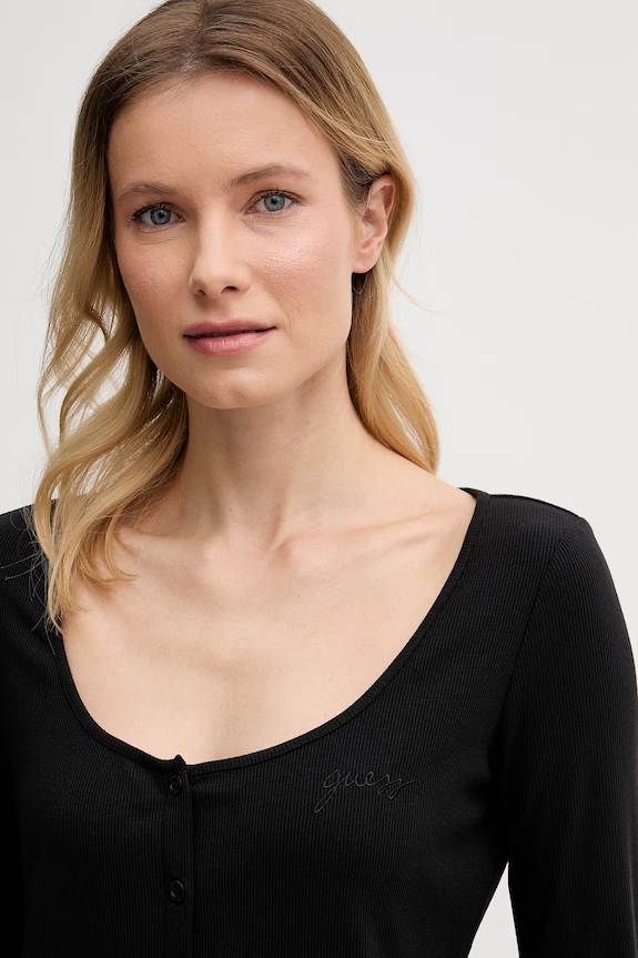 Ρούχα Guess μακρυμάνικο Γυναικείο LIA O5GP01.KCQ72 μαύρο