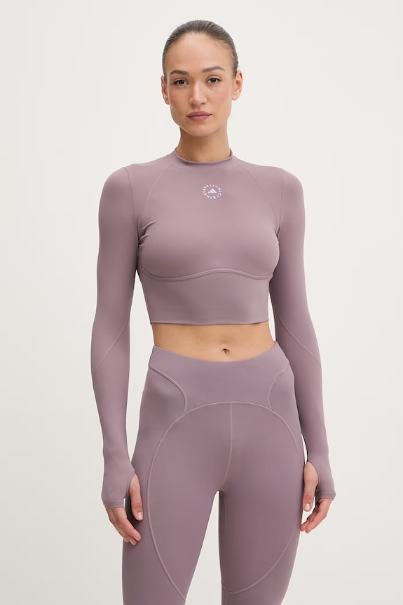 adidas by Stella McCartney crop top Γυναικείο μωβ JY8142