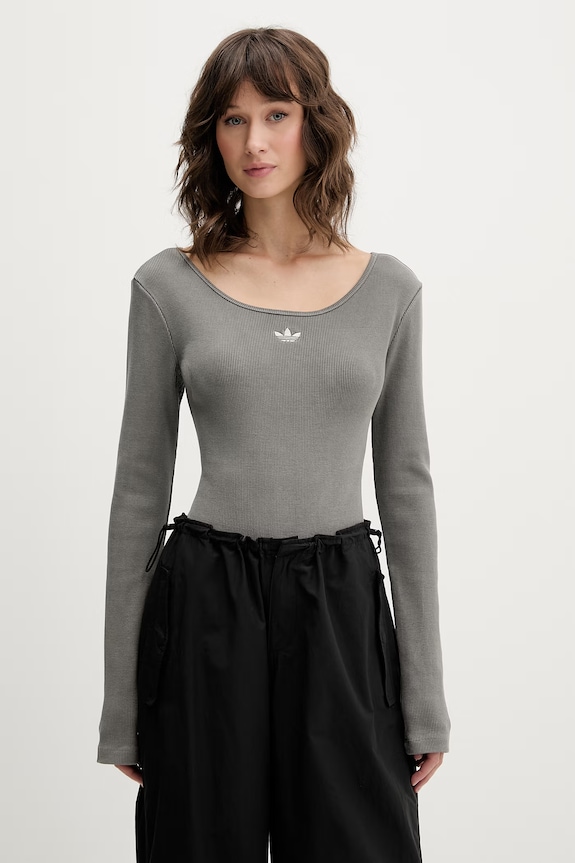 adidas Originals body pentru femei, din bumbac cu elastan gri KE1121