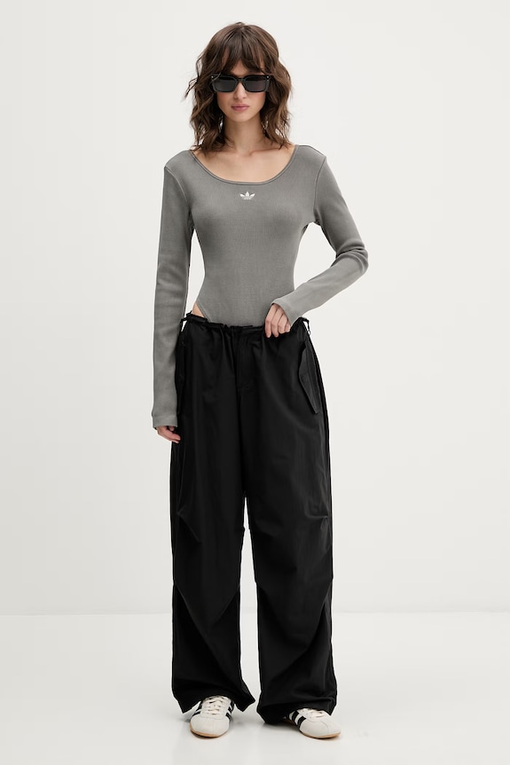 adidas Originals body pentru femei, din bumbac cu elastan KE1121 gri SS26