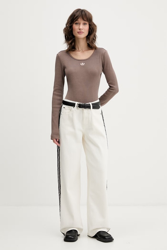 adidas Originals body dámske s bavlnou KE1122 béžová SS26