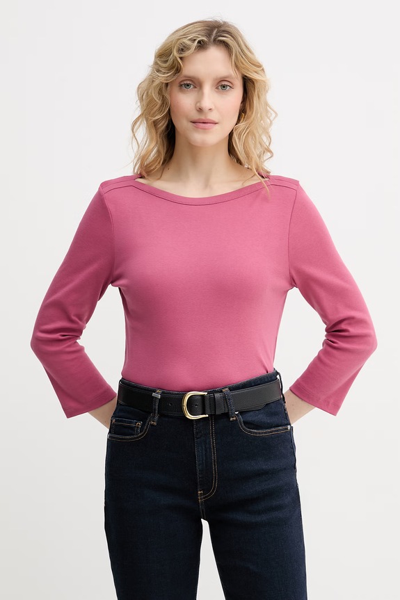 United Colors of Benetton longsleeve bawełniany bawełna różowy 3GA8D10C4