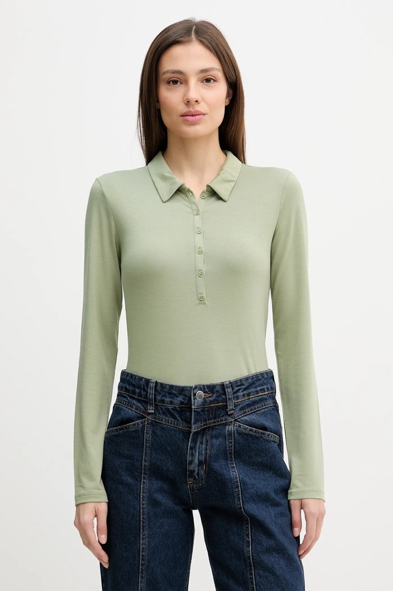 United Colors of Benetton longsleeve z elastanem zielony 3TVRD3017
