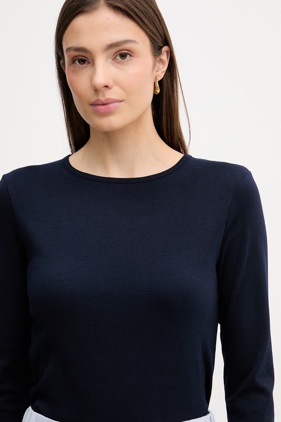 United Colors of Benetton longsleeve din bumbac bleumarin 3GA8D10CF