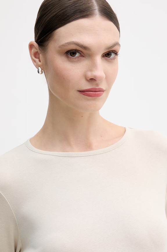 United Colors of Benetton longsleeve bawełniany beżowy 3GA8D10CF