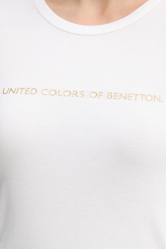 Bavlnené tričko s dlhým rukávom United Colors of Benetton 3GA8E16G0 biela