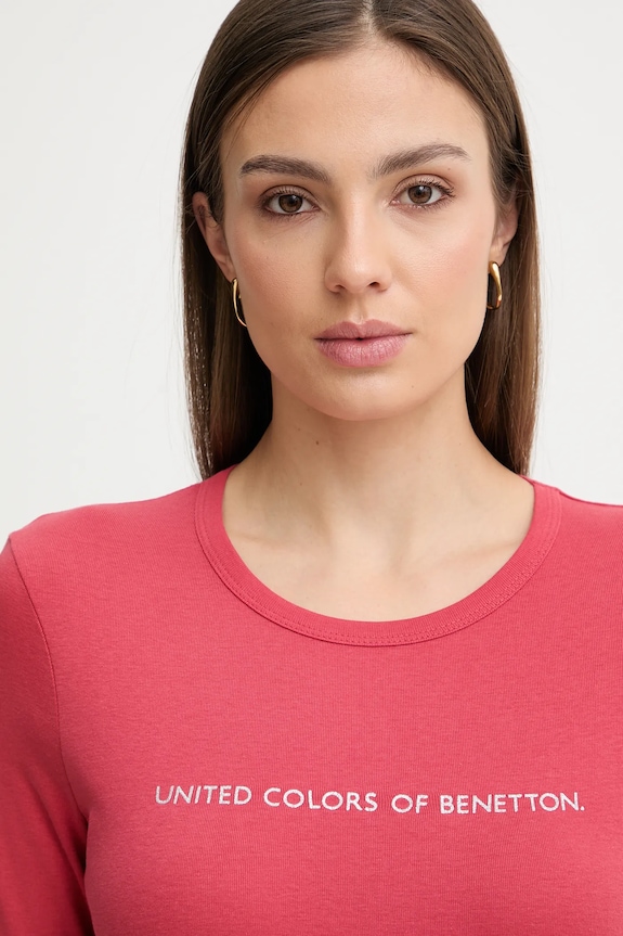 United Colors of Benetton longsleeve din bumbac rosu 3GA8E16G0