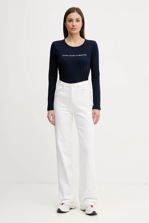 United Colors of Benetton longsleeve bawełniany 3GA8E16G0 granatowy SS26