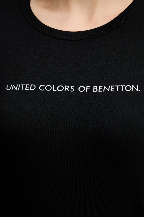United Colors of Benetton longsleeve din bumbac 3GA8E16G0 negru