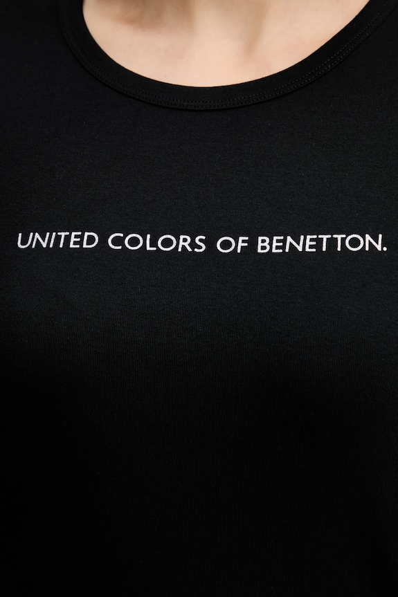 United Colors of Benetton longsleeve din bumbac 3GA8E16G0 negru