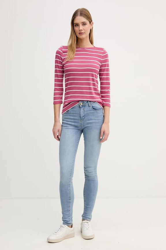 United Colors of Benetton tricou cu mânecă lungă pentru femei, din bumbac 339PD10C4 roz SS26