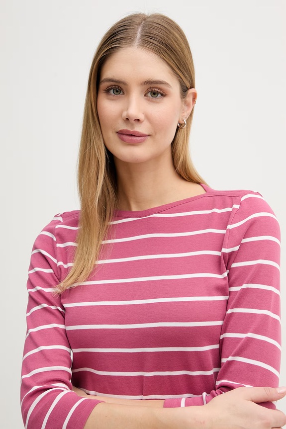 United Colors of Benetton tricou cu mânecă lungă pentru femei, din bumbac roz 339PD10C4