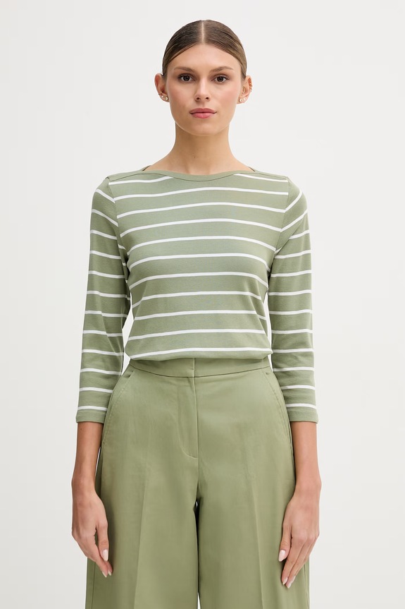 United Colors of Benetton longsleeve pentru femei, din bumbac verde 339PD10C4