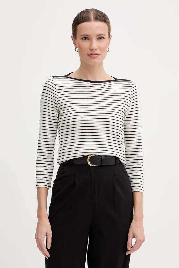 United Colors of Benetton tricou cu mânecă lungă pentru femei, din bumbac negru 339PD10C4