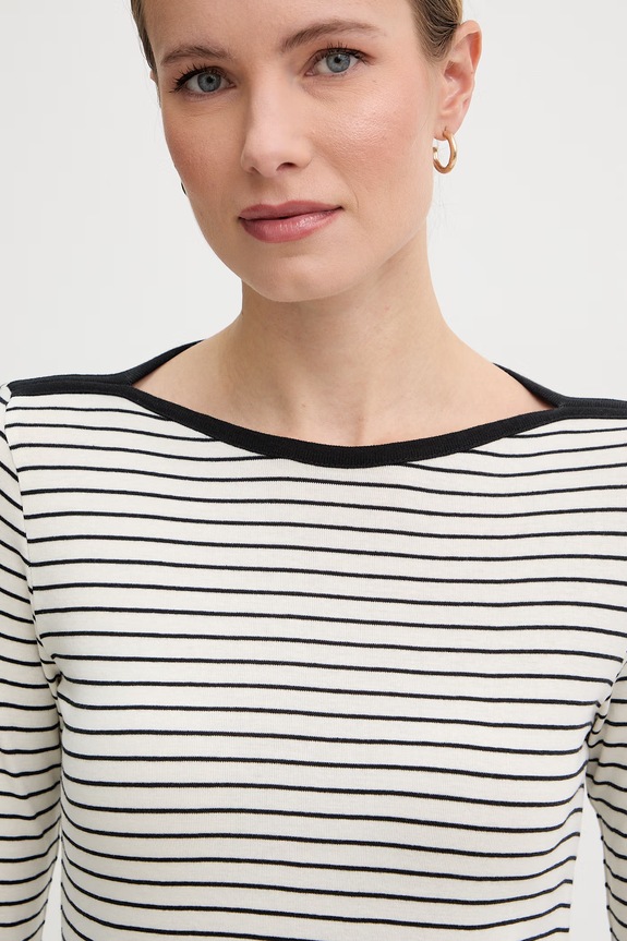 United Colors of Benetton tricou cu mânecă lungă pentru femei, din bumbac negru 339PD10C4