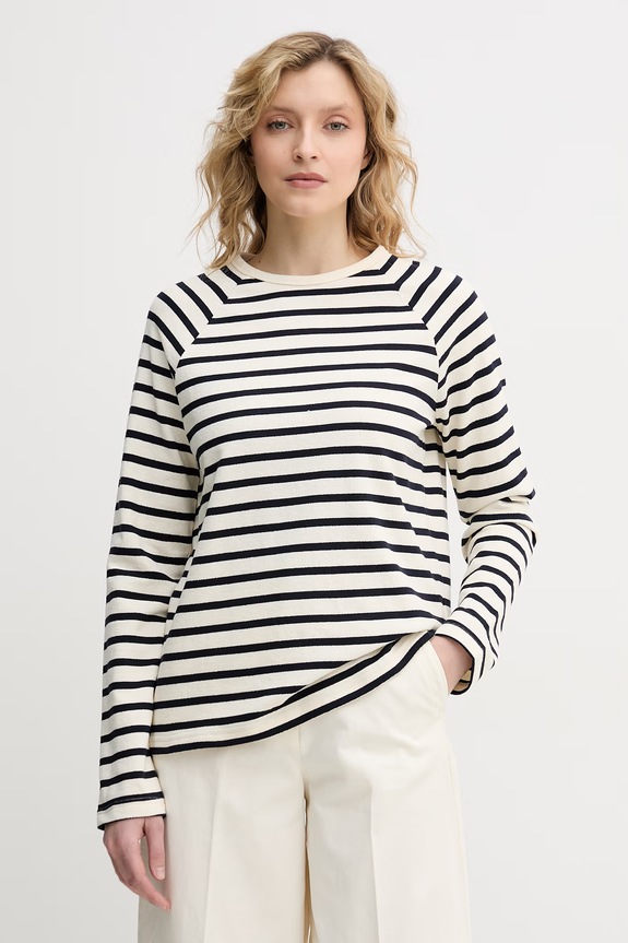 United Colors of Benetton longsleeve pentru femei, din bumbac bej 3PNUD10C5