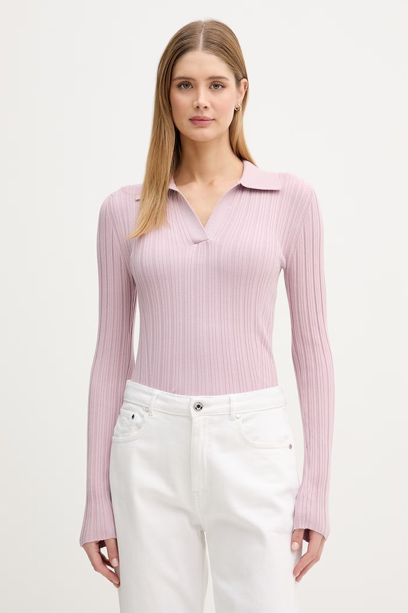 United Colors of Benetton polo pentru femei, din vâscoză violet 1WZND301K