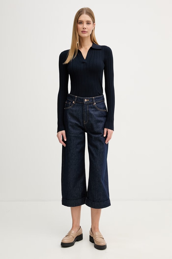 United Colors of Benetton polo pentru femei, din vâscoză 1WZND301K bleumarin SS26