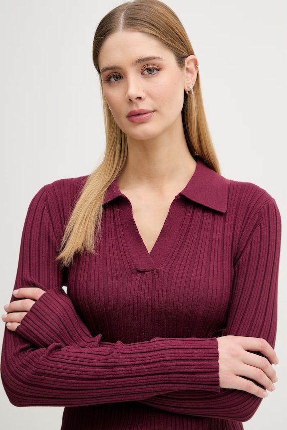 United Colors of Benetton polo pentru femei, cu vâscoză burgundia 1WZND301K