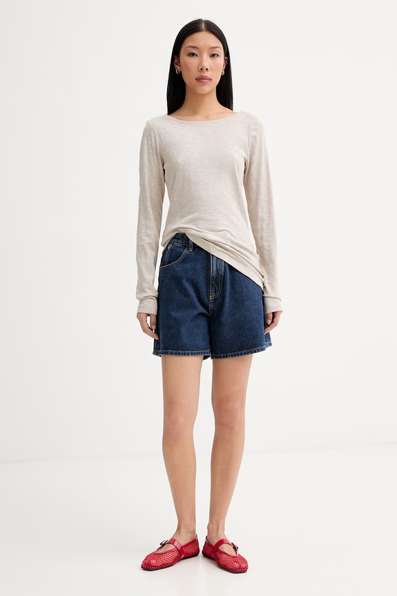 Marc O'Polo longsleeve damski bawełniany 5000013285 beżowy SS26