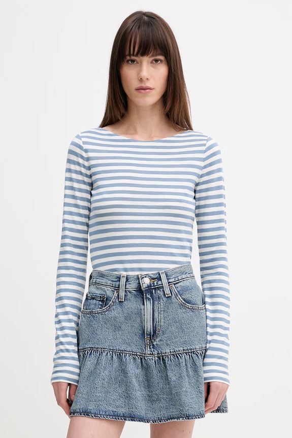 Marc O'Polo top a maniche lunghe in cotone slim blu 5000013294