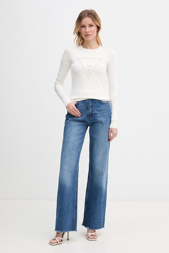 Guess sweter damski z wiskozy MACIE W6GR19.Z0608 beżowy SS26