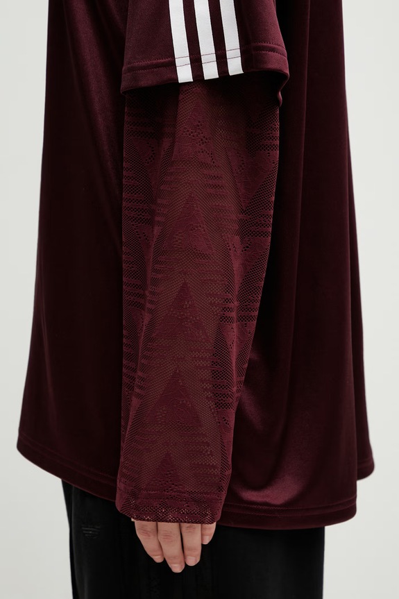 Tričko s dlouhým rukávem adidas Originals LACE LS JERSEY burgundské KC6432