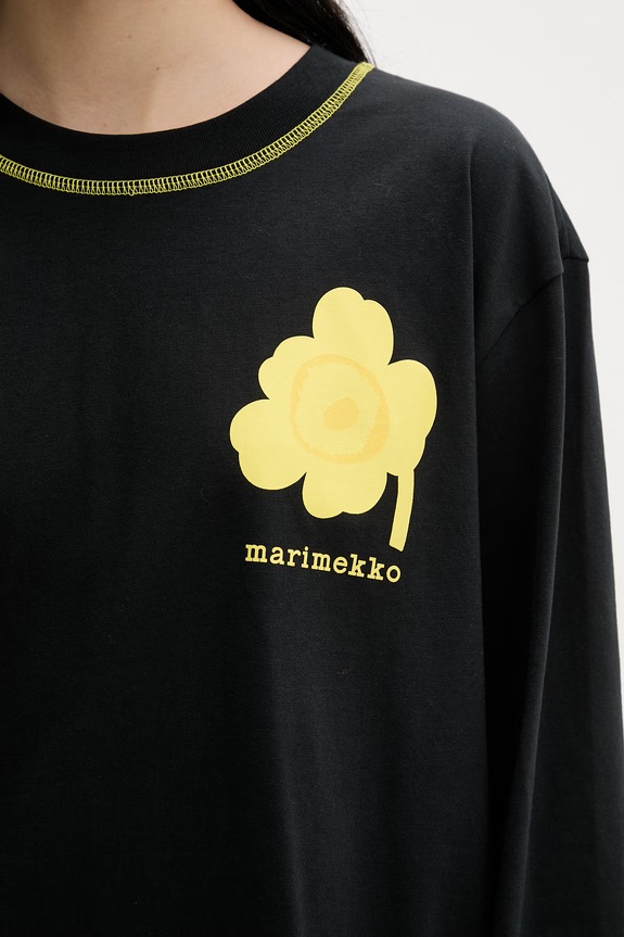 Marimekko tričko s dlhým rukávom dámske bavlnené 095094 čierna
