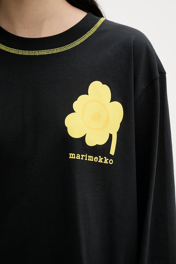 Marimekko tričko s dlhým rukávom dámske bavlnené 095094 čierna