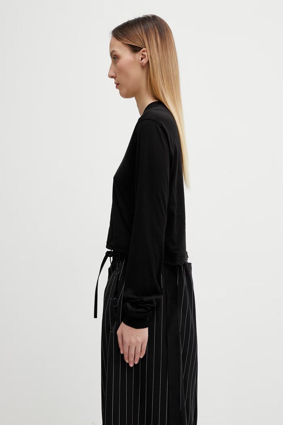 Rick Owens DRKSHDW longsleeve bawełniany Level DS01F4200.BH czarny SS26