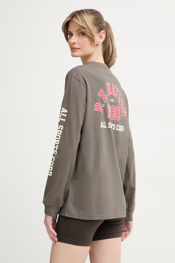P.E Nation longsleeve damski bawełniany Inbound brązowy 261L126