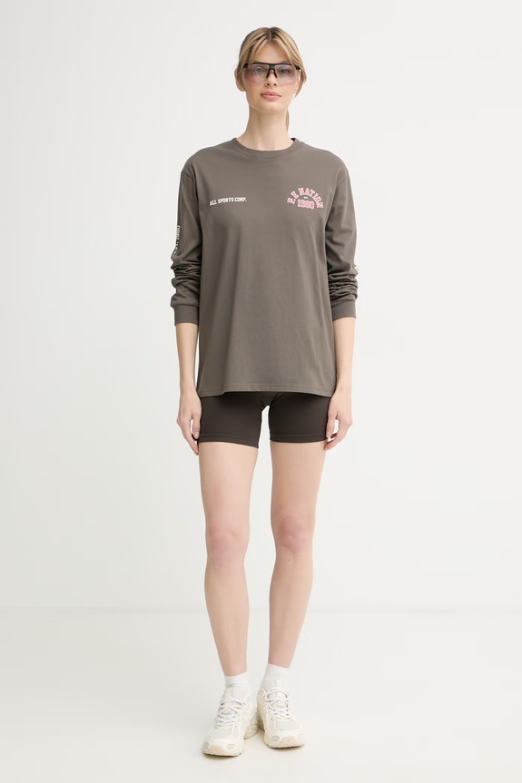 P.E Nation longsleeve damski bawełniany Inbound 261L126 brązowy SS26