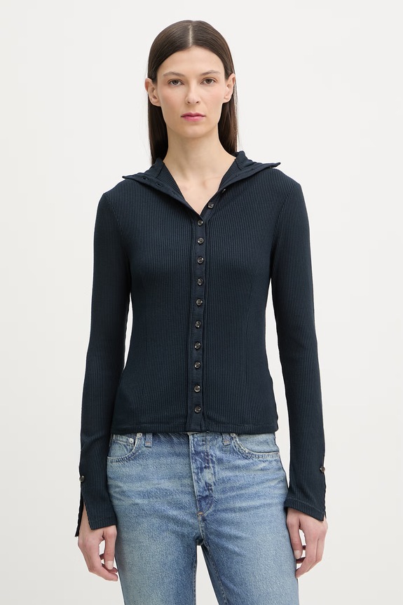 Rag & Bone longsleeve pentru femei, din vâscoză bleumarin RE0G25HT3GW