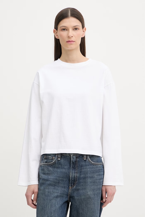 Rag & Bone longsleeve pentru femei, din bumbac Kelly alb RE8J25HT3KW