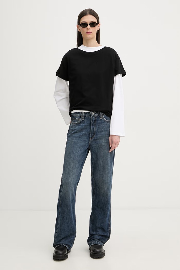 Rag & Bone longsleeve pentru femei, din bumbac Kelly RE8J25HT3KW alb SS26
