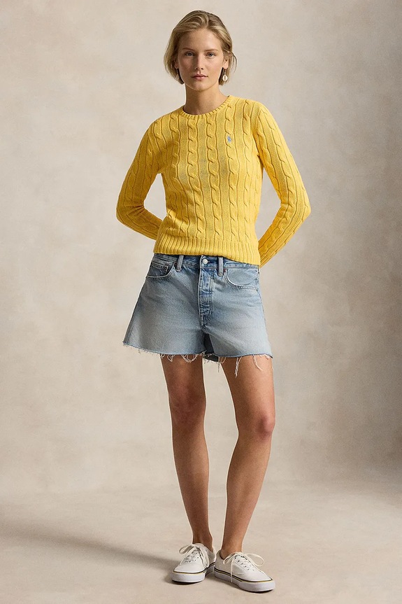 Clothing Polo Ralph Lauren PIMA COTTON-LSL-PLO Women's cotton sweater 211971869507 yellow