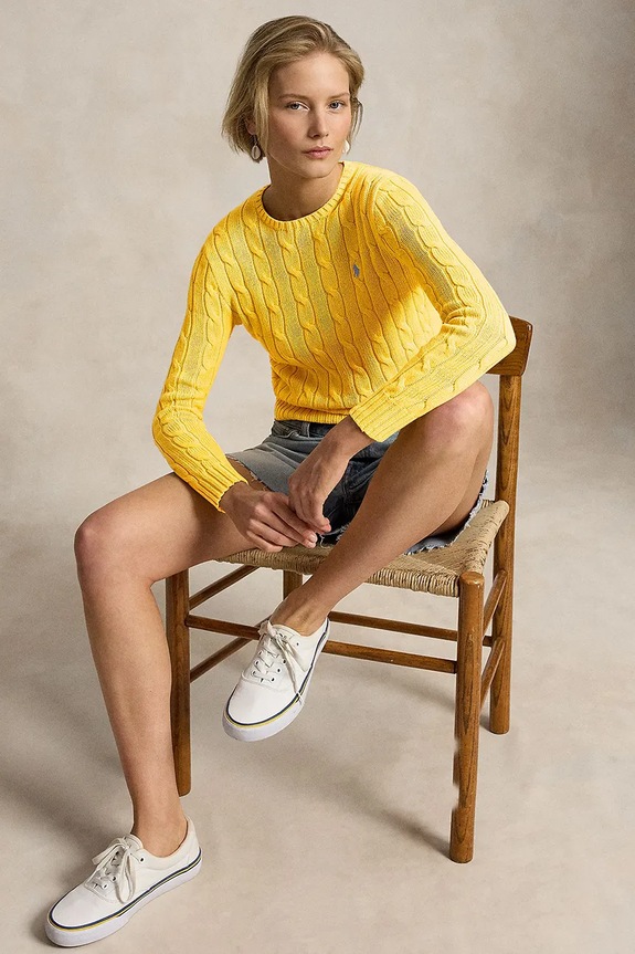 Polo Ralph Lauren PIMA COTTON-LSL-PLO Women's cotton sweater 211971869507 yellow