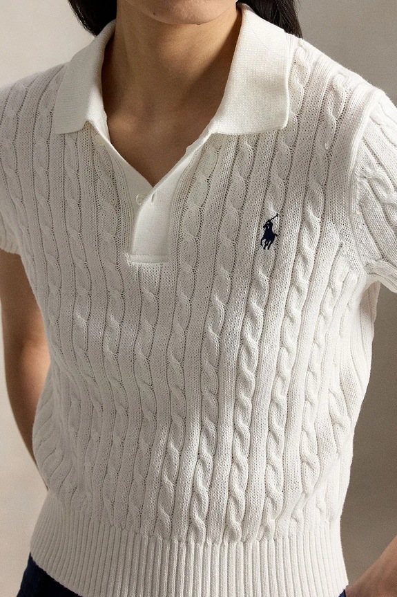 Polo Ralph Lauren COTTON-SWEATER-PULLOVER pulover din bumbac de damă alb 211972118501