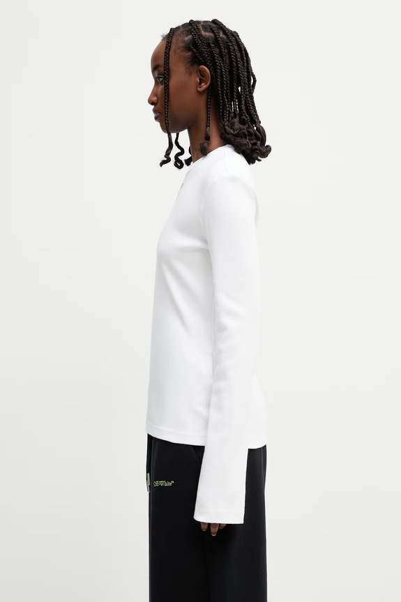 Off-White longsleeve damski bawełniany Off Stamp 2AD136S26JER001 biały SS26