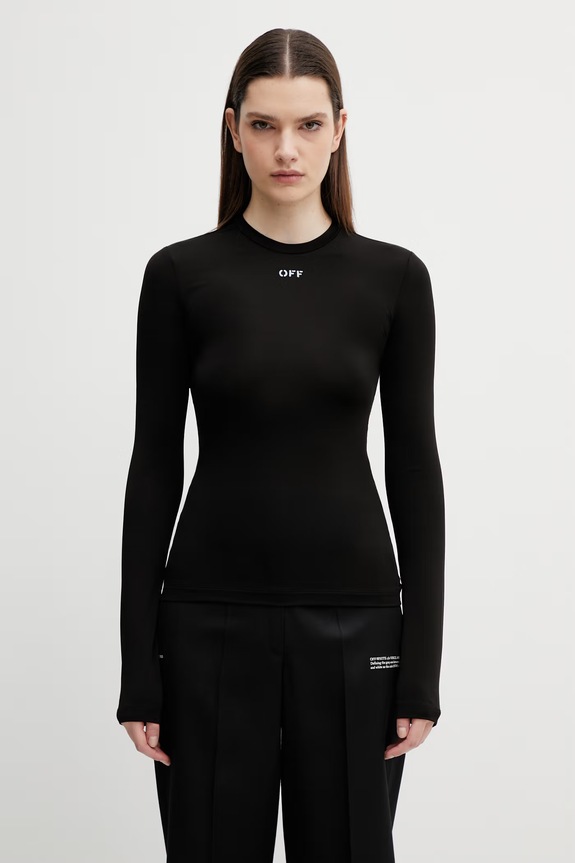 Off-White longsleeve shirt Off Stamp slim black 2AD136C99JER005