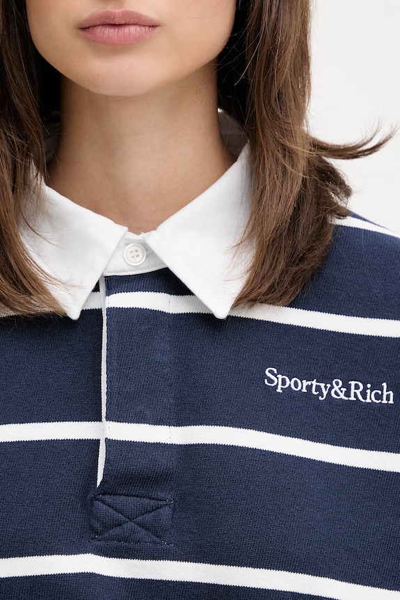 Sporty & Rich лонгслів жіночий бавовняний Serif темно-синій TO00876300BL107