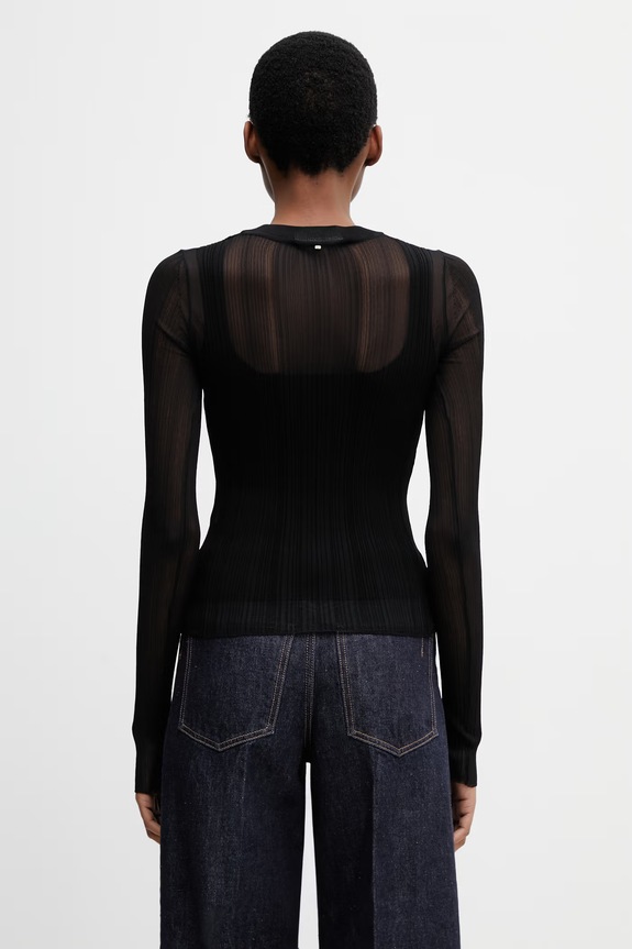 Дрехи Sportmax Spxbuono блуза дамска с вискоза с изчистена шарка 2612361071600 черен